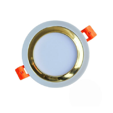 KFX005: Đèn LED âm trần viền vàng 5W đổi màu - KT: Ø100mm ×H45mm - Lổ khoét: Ø76mm - Ánh sáng đổi 3 màu trắng/vàng/trung tính