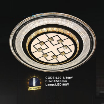 CODE: L09-6/500Y: Đèn áp trần LED - KT: Ø500mm - Đèn LED 96W ánh sáng đổi 3 màu