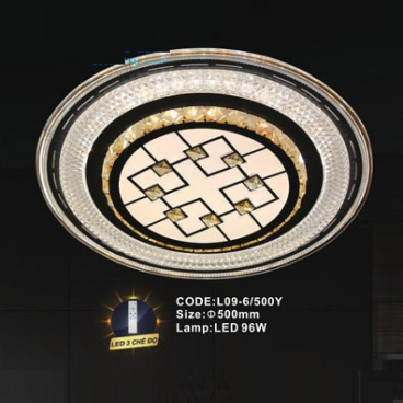 CODE: L09-6/500Y: Đèn áp trần LED - KT: Ø500mm - Đèn LED 96W ánh sáng đổi 3 màu