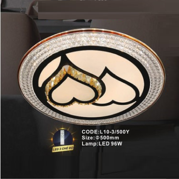 CODE: L10-3/500Y: Đèn áp trần LED - KT: Ø500mm - Đèn LED 96W ánh sáng đổi 3 màu