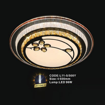 CODE: L11-5/500Y: Đèn áp trần LED - KT: Ø500mm - Đèn LED 96W ánh sáng đổi 3 màu