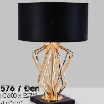 LH - DB 576 - Đen: Đèn bàn xi vàng, KT: Ø360mm*H600mm