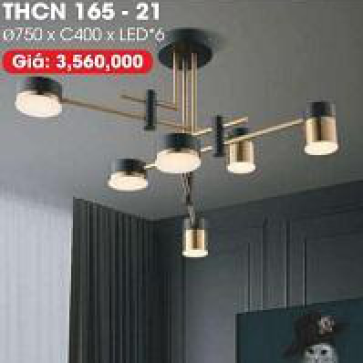 LH - THCN 165-21: Đèn chùm LED 6 bóng,  KT: Ø750mm*H400mm 