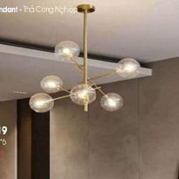 LH - THCN 61A -21: Chùm bi 6 tay, KT:Ø600mm*H700mm, Đèn LED G4*6 bóng