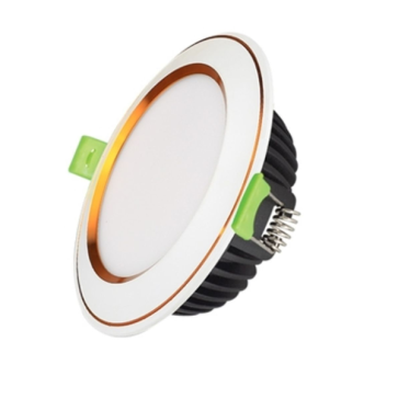 DDL -10SS-T120-V/TT/T - CV: Đèn LED âm trần viền vàng 10W - KT: Ø120mm x H35mm - Lổ khoét: Ø90mm - Ánh sáng vàng/trung tính/trắng