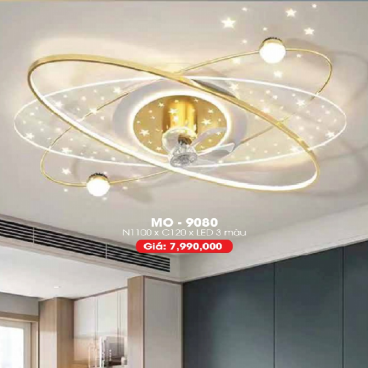 MO - 9080: Quạt trần đảo Đèn LED -  KT: L1100mm x H120mm - Đèn LED đổi 3 màu
