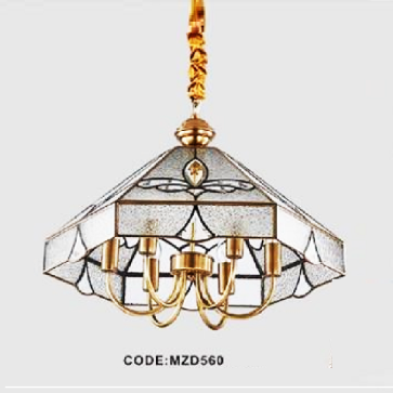 CODE: MZD 560: Đèn thả đồng - KT: Ø560mm x H415mm - Đèn chân E14 x 6 bóng
