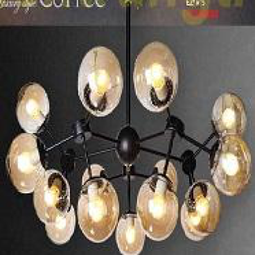 NB - 321-15: Đèn chùm 15 choá thuỷ tinh màu nâu trà , ĐK: Ø900mm*H600mm