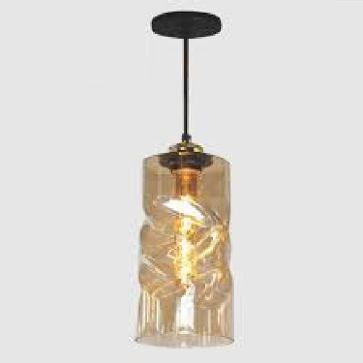 NV - NB  3224: đèn thả đơn, chóa thủy tinh màu trà  - KT: Ø120mm  x H400mm + 800mm - Bóng đèn E27 x 1