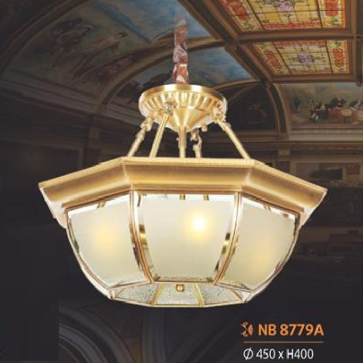 NV - NB 8779A: Đèn thả đồng - KT: Ø450mm x H400mm - LED 5W x 4 bóng
