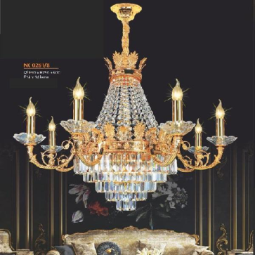 NC 0261/8: Đèn chùm Phale nến, thân đồng - KT: Ø950mm x H750mm + 600mm - Đèn chân E14 x 8 bóng
