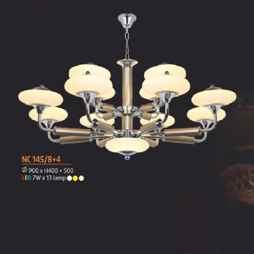 NC 145/8+4: Đèn chùm LED 12 tay -  KT: Ø900mm x H400mm+500mm - Đèn LED 7W x 13 bóng đổi 3 màu