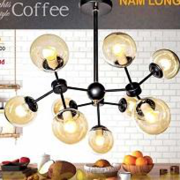 NC - 321/9: Chùm bi 9 chao thuỷ tinh màu trà, KT: Ø700mm*H600mm