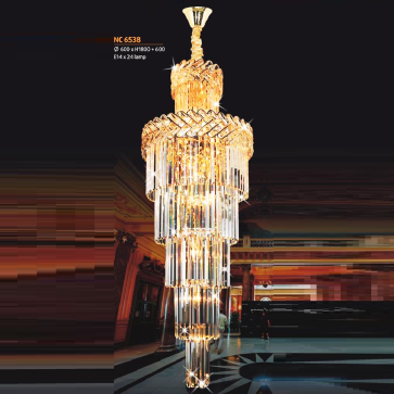 NV - NC 6538: Đèn  thả phale - KT: Ø600mm x H1800mm + 600mm - Đèn E14 x 24 bóng