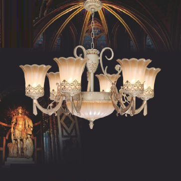 NC 8217/6: Đèn chùm 6 tay -  KT: Ø850mm x H450mm + 400mm - Đèn chân E27 x 6 bóng