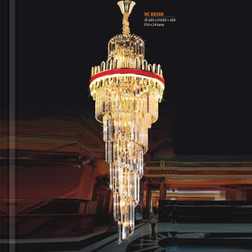 NC 88588: Đèn thả phale - KT: Ø600mm x H1600mm + 600mm - Đèn E14 x 24 bóng