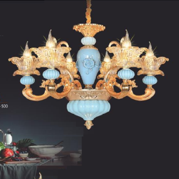 NV - NC 9920/6: Đèn chùm nến 6 tay - KT: Ø700mm x H450mm + 500mm - Đèn nến chân E14 x 6 bóng