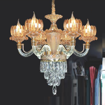 NC 9301/6LED: Đèn chùm nến 6 tay - KT: Ø650mm x H600mm + 500mm - Đèn nến chân E14 x 6 bóng + Đèn LED