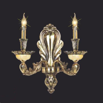 NV 1117/2: Đèn vách đồng đôi - KT: L370mm x W270mm x H410mm - Đèn chân E14 x 2 bóng