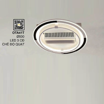 OTA41T: Đèn ốp trần LED + Quạt - KT: Ø500mm - Đèn LED đổi 3 màu + Quạt