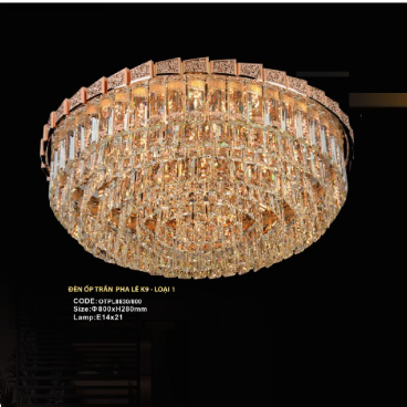 CODE: OTPL8830/800: Đèn áp trần Phale - KT: Ø800mm x H280mm - Bóng đèn E14 x 21 bóng