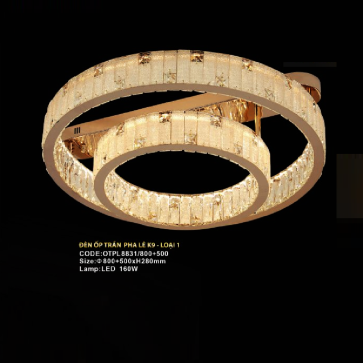 CODE: OTPL8831/800+500: Đèn áp trần LED Phale - KT: Ø(800 +500)mm x H280mm - Đèn LED 160W