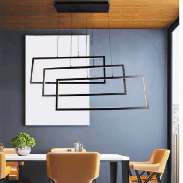 AU -TL - P18010/96W-B/BK:  Đèn thả LED 3 vòng - KT: L1210mm x W220mm x H1200mm - Đèn LED 96W ánh sáng vàng 3000K