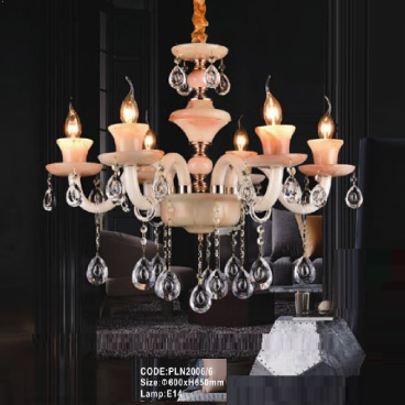 CODE: PLN2006/6: Đèn chùm nến 6 tay - KT: Ø600mm x H600mm - Bóng đèn nến E14 x 6 bóng