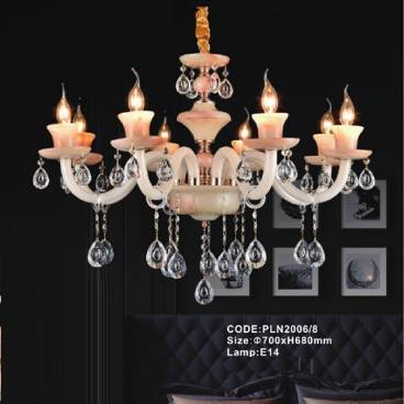 CODE: PLN2006/8: Đèn chùm nến 8 tay - KT: Ø700mm x H680mm - Bóng đèn nến E14 x 8 bóng