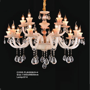 CODE: PLN2006/8+4: Đèn chùm nến 12 tay - KT: Ø950mm x H800mm - Bóng đèn nến E14 x 15 bóng