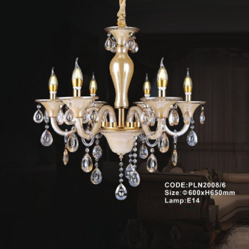 CODE: PLN2008/6: Đèn chùm nến 6 tay - KT: Ø600mm x H650mm - Bóng đèn nến E14 x 6 bóng