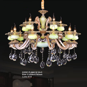 CODE: PLN6010/10+5: Đèn chùm nến 15 tay - KT: Ø1050mm x H780mm - Bóng đèn nến E14 x 15 bóng