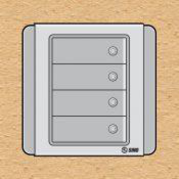 S66DGMN4- Contac bốn 2 chiều phím lớn  có  đèn LED xanh 10A