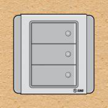 S66DGN3- Contac ba 1 chiều phím lớn  có đèn LED xanh 10A