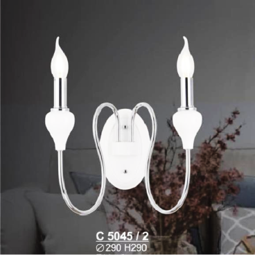 SN - C 5045/2: Đèn vách nến đôi - KT: Ø290mm x H200mm - Đèn chân E14 x 2 bóng