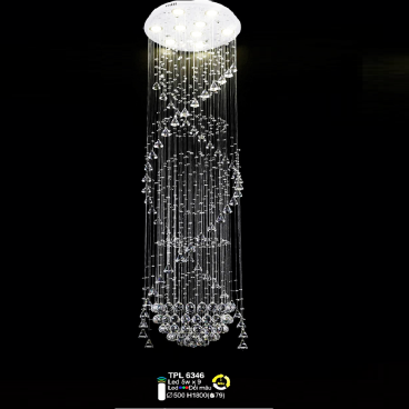 TPL 6346: Đèn thả dây, hạt Phale - 79 Hạt Phale  - KT: Ø500mm x H1800mm - Đèn LED 5W x 9 bóng - Ánh sáng đổi màu - Remote