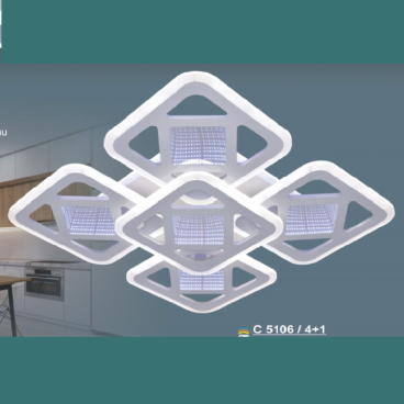 SN  - C 5106/4+1: Đèn áp trần LED - KT: L530mm x W530mm - Đèn LED 135W x 2 đổi 3 màu - Remote