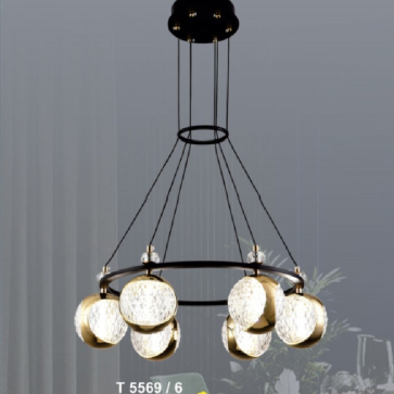 SN - T 5569/6: Đèn thả LED 6 bóng - KT: Ø550mm x H1000mm - Đèn LED vàng 4000K