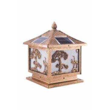 SOLAR - 24: Đèn gắn đầu trụ NLMT - KT: Mái 250mm - Đế: 250mm x H310mm - Đèn LED 3W, ánh sáng đổi 3 màu + Đèn E27 x1