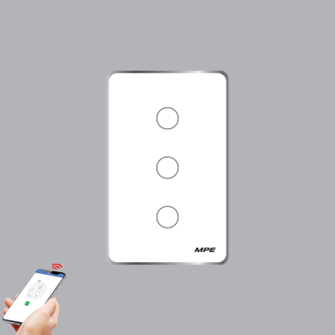 SWW3/SC: Mặt 3 Công tắc màu trắng viền bạc