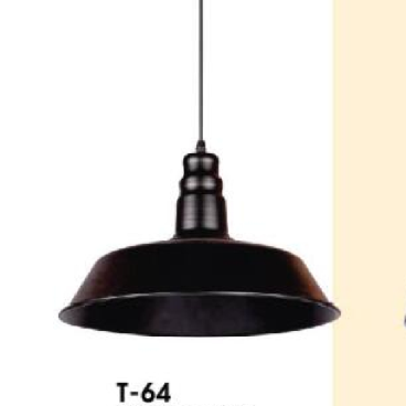 VE - T - 64: Đèn thả đơn, chao đen - KT: Ø360mm x H400mm - Bóng đèn E27 x 1