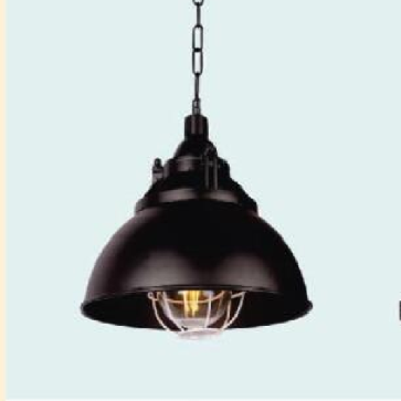 Ve - T - 79: Đèn thả đơn , chao đen, chụp thủy tinh  - KT:Ø300mm x H300mm - Bóng đèn E27 x 1