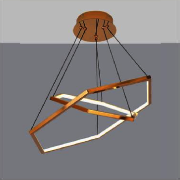 EU - T - 03: Đèn thả 2 vòng LED màu vân gỗ - KT: Ø( 800+1000)mm x H1500mm  - Đèn LED 112W x 2 đổi 3 màu - Remote