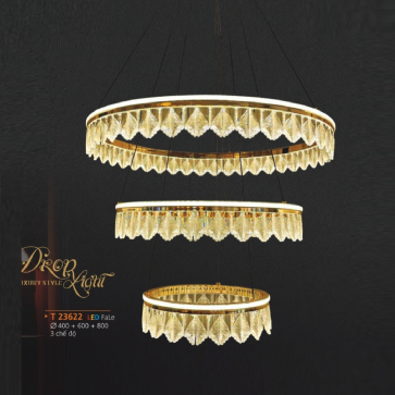 AD - T 23622: Đèn thả 3 vòng LED - KT: Ø(400+600+800)mm - Đèn LED đổi 3 màu