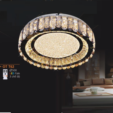AD - OT T62: Đèn áp trần Phale LED - KT: Ø500mm - Đèn LED đổi 3 màu