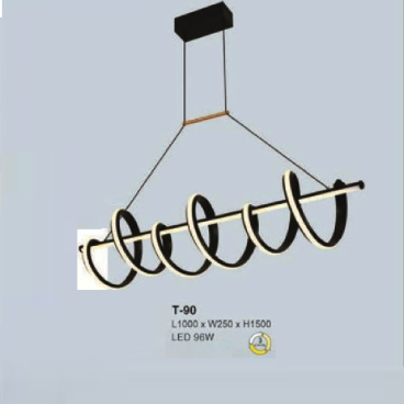 E - T - 90: Đèn thả ngang thanh LED - KT: L1000mm x W250mm x H1500mm - Đèn LED 96W - Ánh sáng đổi 3 màu