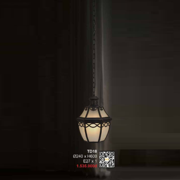 35 - TD18: Đèn thả đơn - KT: Ø240mm x H600mm -  Bóng đèn E27 x 1