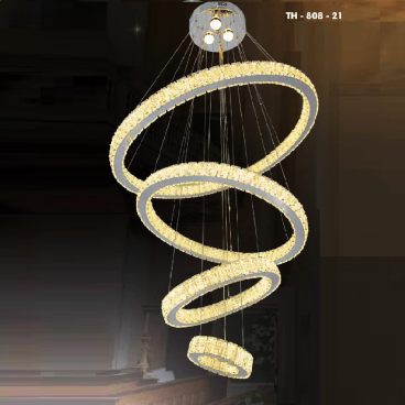 TH - 808 - 21: Đèn thả 4 vòng LED Phale - KT: Ø(200+400 + 600+800)mm x H2000mm - Đèn LED đổi 3 màu