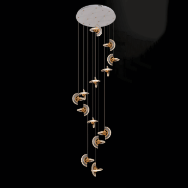 HF -  TL 1603/13: Đèn thả dây chao thuỷ tinh - KT: Ø500mm x H2500mm - Đèn LED 65W ánh sáng vàng 4000K - Remote