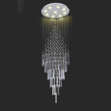 SN -  TPL 6345: Đèn thả dây, thanh thuỷ tinh - KT: Ø500mm x H1600mm - Đèn LED 5W x 9 bóng - Ánh sáng đổi màu - Remote